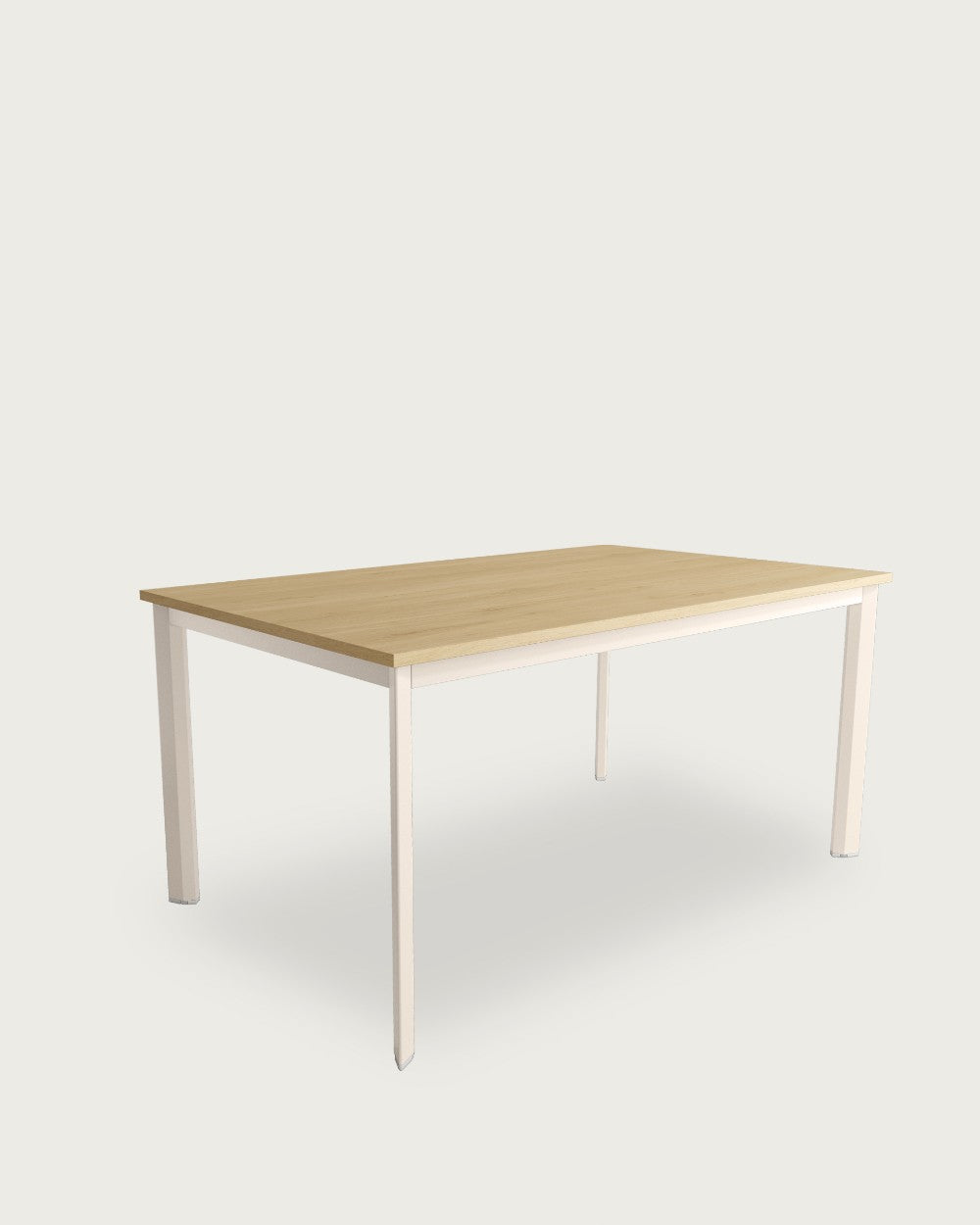 Mesa de comedor Ébano - 180 × 90 cm - Sobre Roble Natural - Estructura metálica marfil