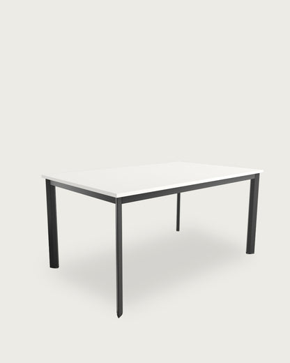 Mesa de comedor Ébano - 180 × 90 cm - Sobre Blanco Extra - Estructura metálica negra