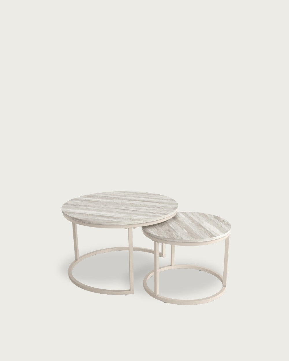 Mesa auxiliar Galia - Ø 50 cm - Sobre Artic - Estructura metálica marfil