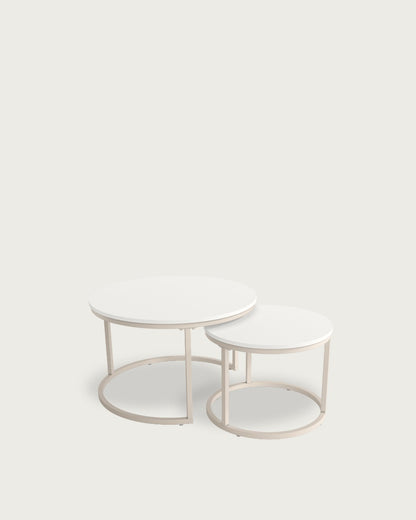 Mesa auxiliar Galia - Ø 50 cm - Sobre Blanco Extra - Estructura metálica marfil