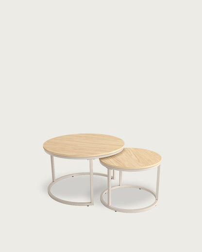 Mesa auxiliar Galia - Ø 50 cm - Sobre Alpin - Estructura metálica marfil