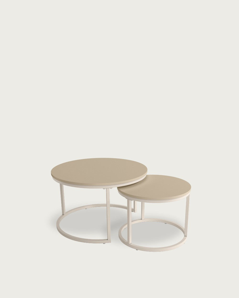Mesa auxiliar Galia - Ø 50 cm - Sobre Perla - Estructura metálica marfil