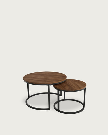 Mesa auxiliar Galia - Ø 50 cm - Sobre Java - Estructura metálica negra
