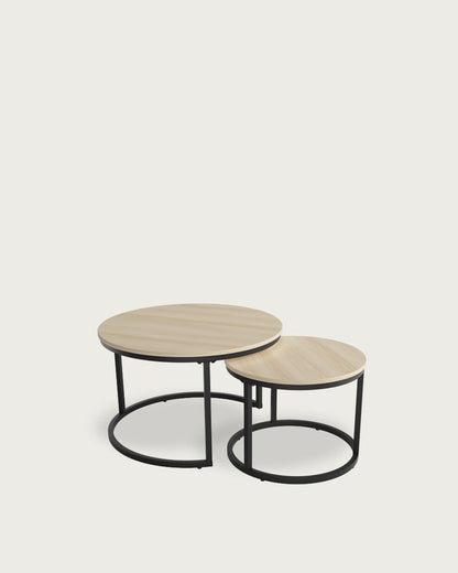 Mesa auxiliar Galia - Ø 50 cm - Sobre Olmo - Estructura metálica negra