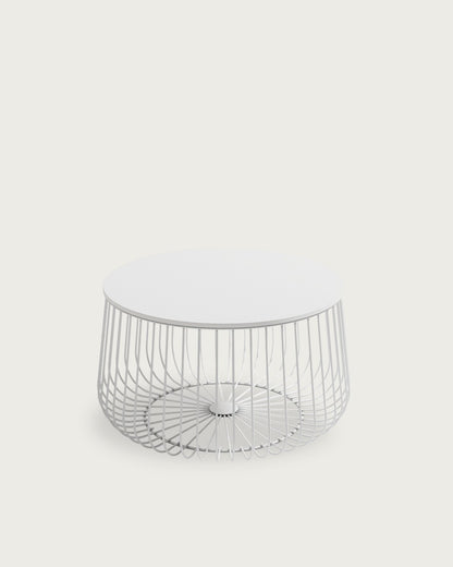 Mesa auxiliar Helia - Ø 60 cm - Sobre Blanco Madera - Estructura metálica blanco