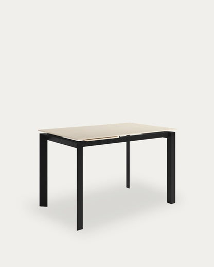 Mesa de comedor extensible Ladera - 190 × 90 cm - Sobre Arena - Estructura metálica negra