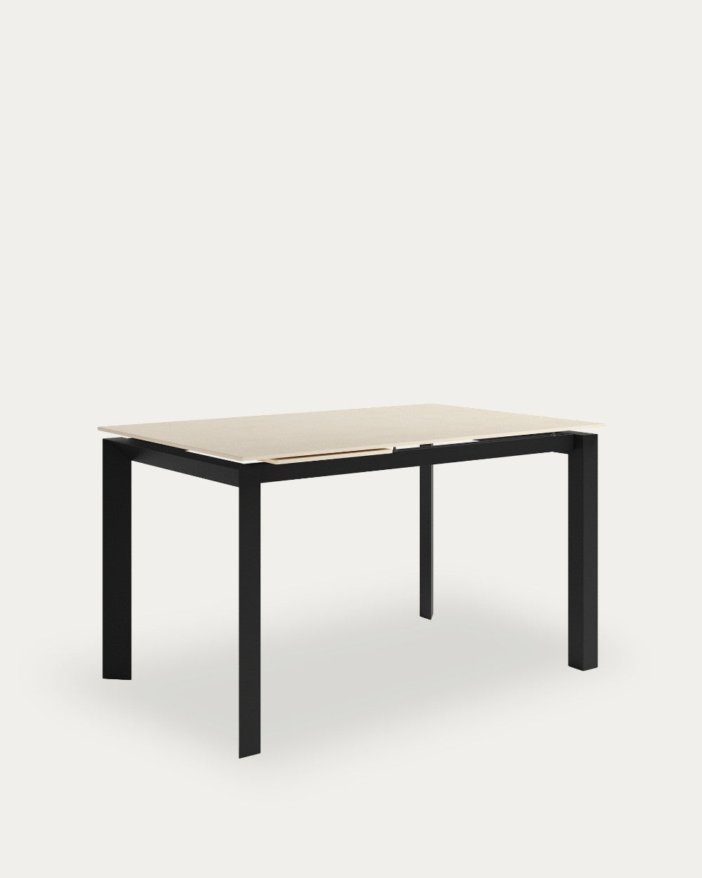 Mesa de comedor extensible Ladera - 210 × 90 cm - Sobre Arena - Estructura metálica negra