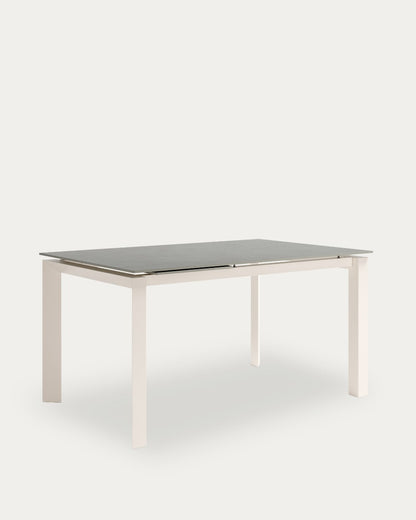 Mesa de comedor extensible Ladera - 230 × 90 cm - Sobre Porland - Estructura metálica marfil