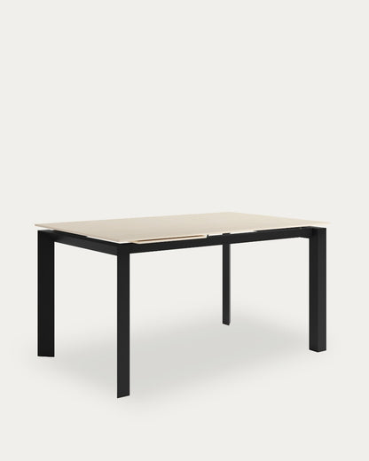 Mesa de comedor extensible Ladera - 230 × 90 cm - Sobre Arena - Estructura metálica negra