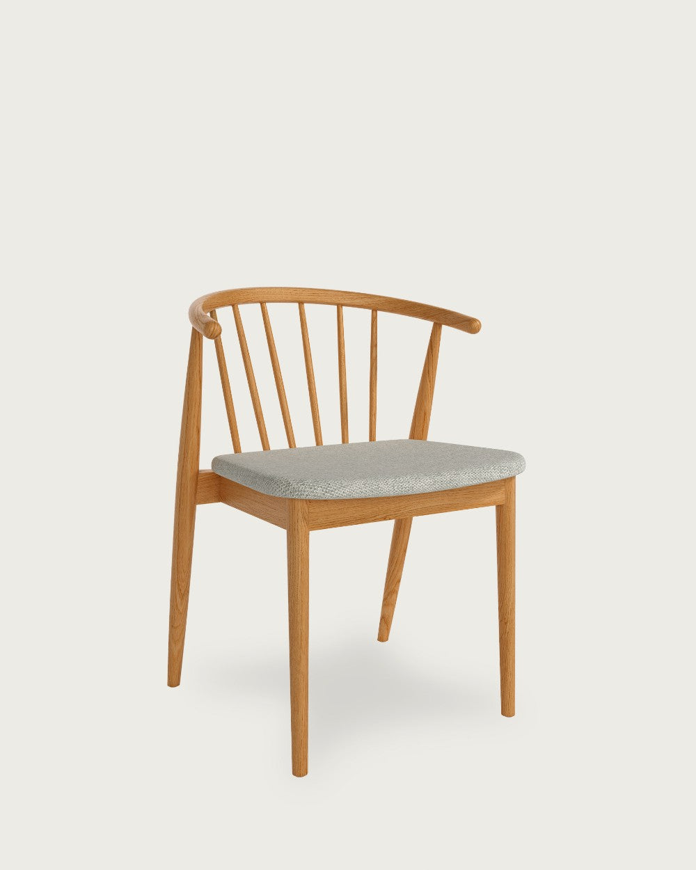 Juego de 2 sillas de comedor Alcoy tapizadas - Tapizado Gris - Estructura Roble natural