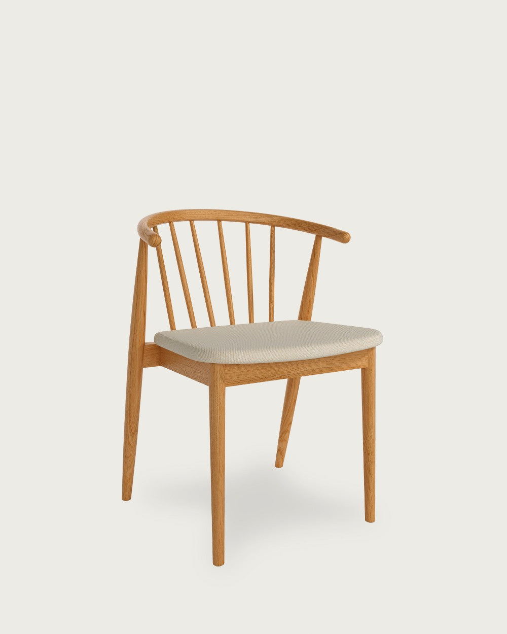 Juego de 2 sillas de comedor Alcoy tapizadas - Tapizado Nácar - Estructura Roble natural