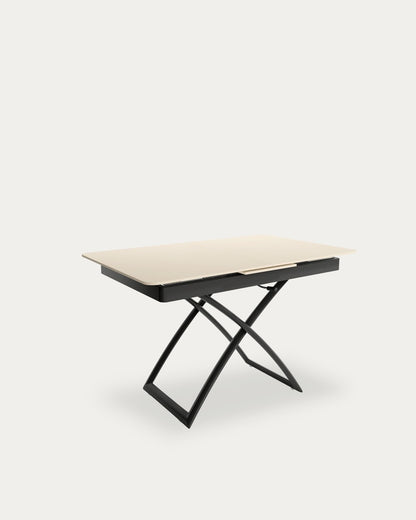 Mesa de centro Orbe - 120(150) × 75 cm - Sobre Arena - Estructura metálica negra