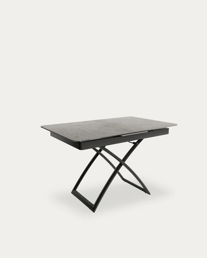 Mesa de centro Orbe - 120(150) × 75 cm - Sobre Porland - Estructura metálica negra