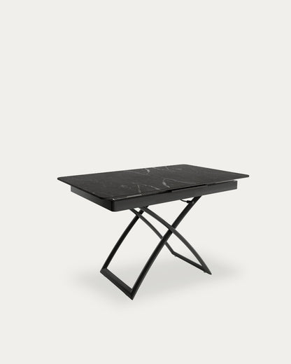 Mesa de centro Orbe - 120(150) × 75 cm - Sobre Marquina - Estructura metálica negra