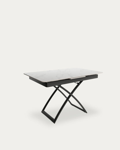 Mesa de centro Orbe - 120(150) × 75 cm - Sobre Carrara - Estructura metálica negra