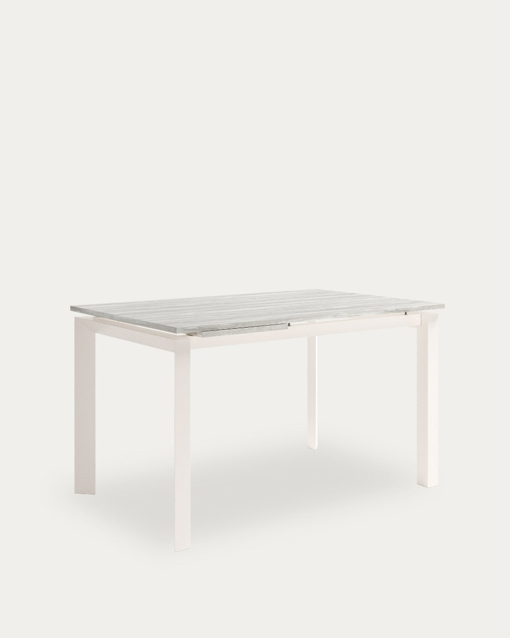 Mesa de comedor extensible Pangea - 170 × 80 cm - Sobre Artic - Estructura metálica marfil