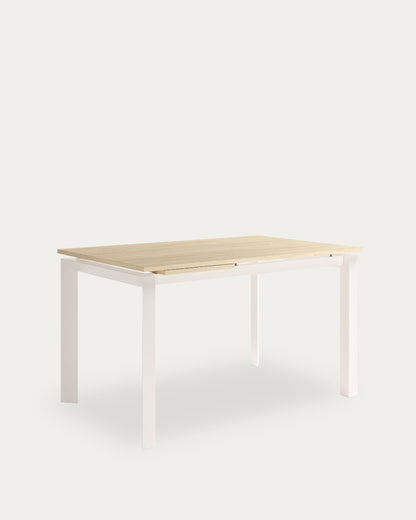 Mesa de comedor extensible Pangea - 170 × 80 cm - Sobre Roble Natural - Estructura metálica marfil
