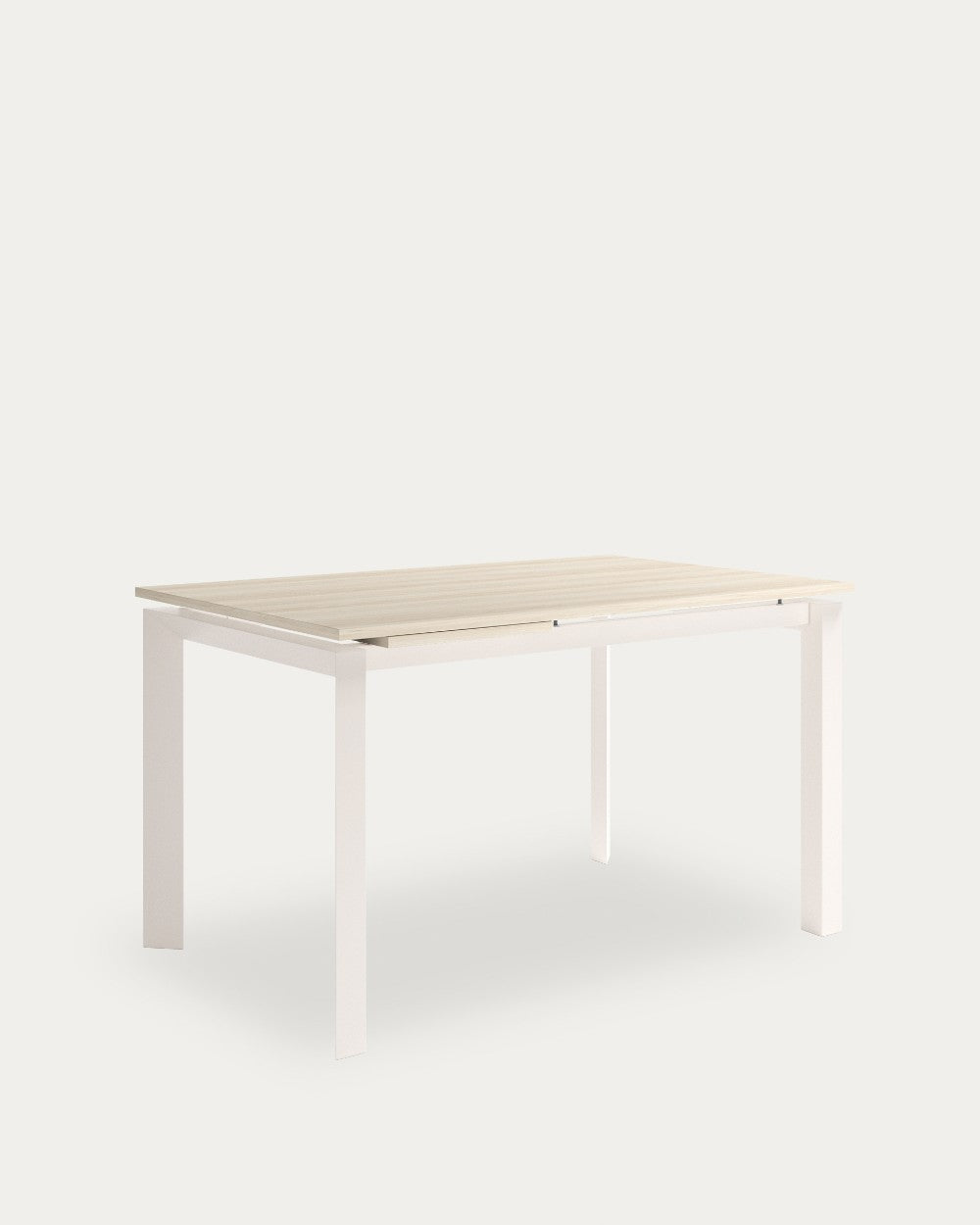 Mesa de comedor extensible Pangea - 170 × 80 cm - Sobre Olmo - Estructura metálica marfil
