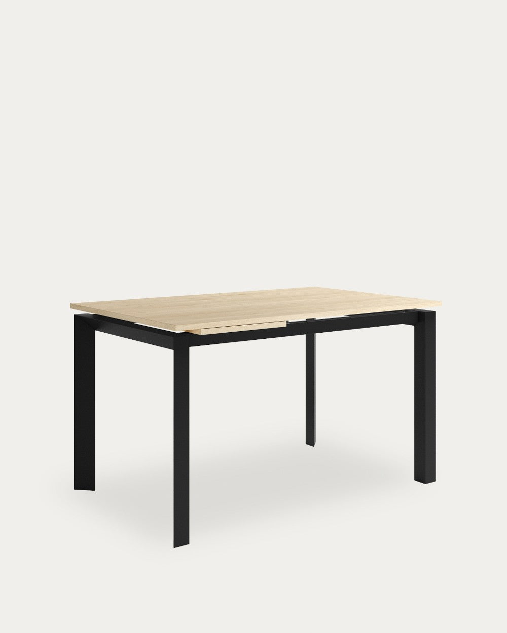 Mesa de comedor extensible Pangea - 170 × 80 cm - Sobre Roble Natural - Estructura metálica negra
