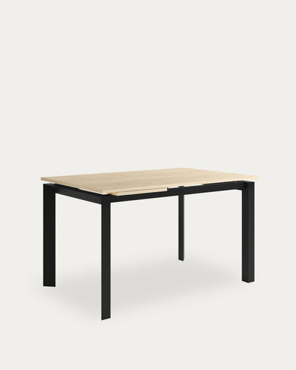 Mesa de comedor extensible Pangea - 170 × 80 cm - Sobre Roble Natural - Estructura metálica negra