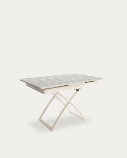 Mesa de comedor extensible Raíz - 120/150 × 75 cm - Sobre Artic - Estructura metálica marfil