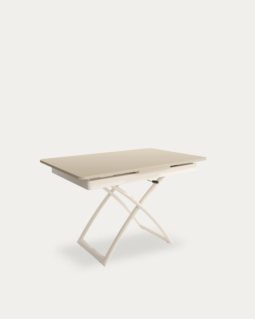 Mesa de comedor extensible Raíz - 120/150 × 75 cm - Sobre Perla - Estructura metálica marfil