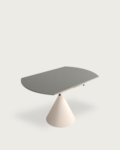 Mesa de comedor extensible Senda - Ø 120cm - Sobre Porland - Estructura metal marfil