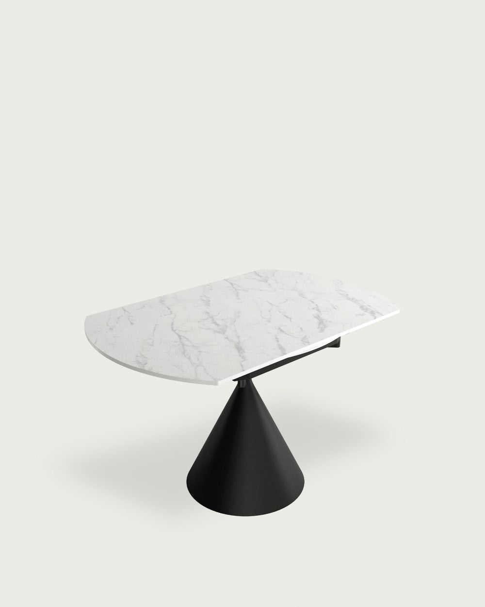 Mesa de comedor extensible Senda - Ø 120cm - Sobre Marquina - Estructura metal negra