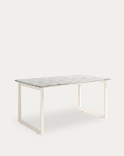 Mesa de comedor Terra - 220 × 90 cm - Sobre Artic - Estructura metálica marfil