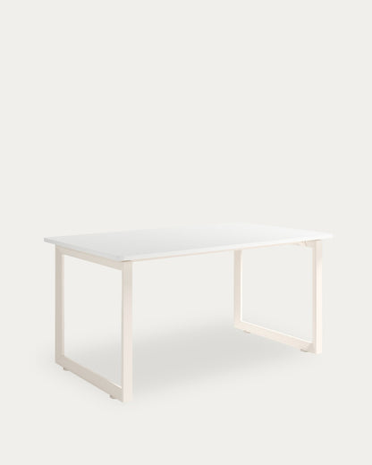 Mesa de comedor Terra - 220 × 90 cm - Sobre Blanco Extra - Estructura metálica marfil