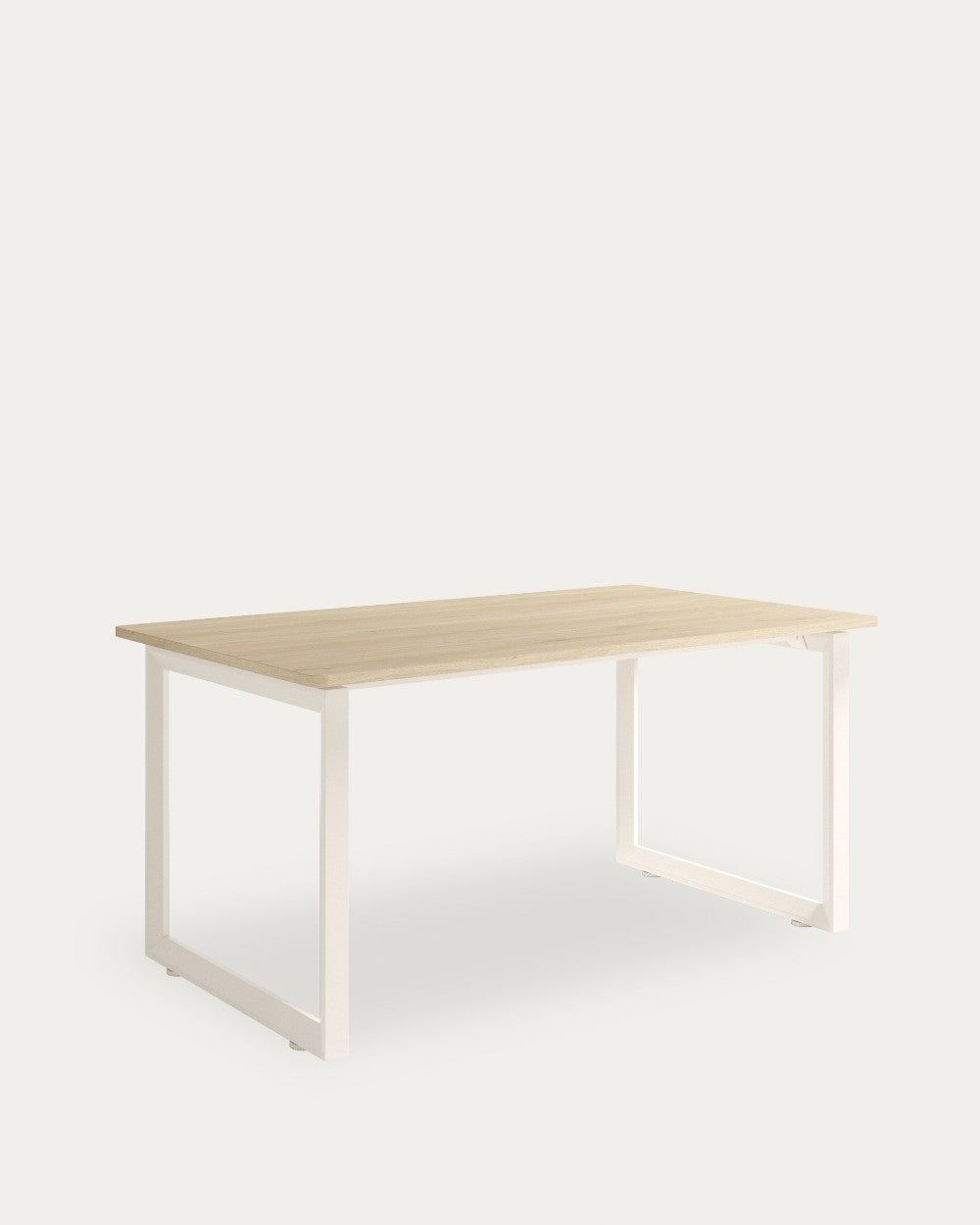 Mesa de comedor Terra - 220 × 90 cm - Sobre Roble Natural - Estructura metálica marfil