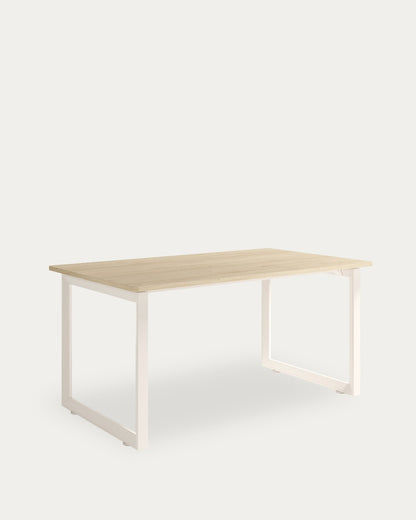 Mesa de comedor Terra - 220 × 90 cm - Sobre Roble Natural - Estructura metálica marfil