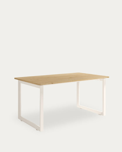Mesa de comedor Terra - 220 × 90 cm - Sobre Roble - Estructura metálica marfil
