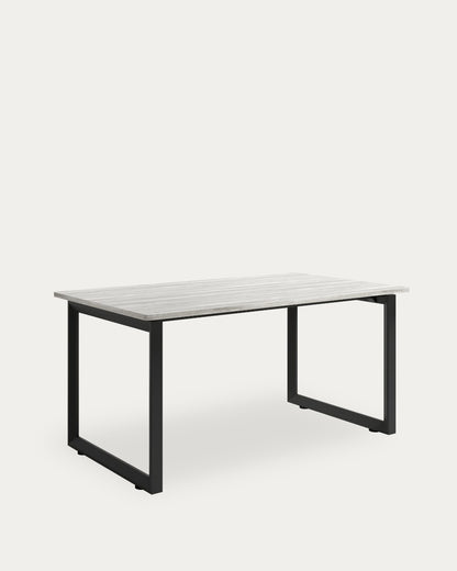 Mesa de comedor Terra - 220 × 90 cm - Sobre Artic - Estructura metálica negra