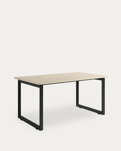 Mesa de comedor Terra - 220 × 90 cm - Sobre Perla - Estructura metálica negra