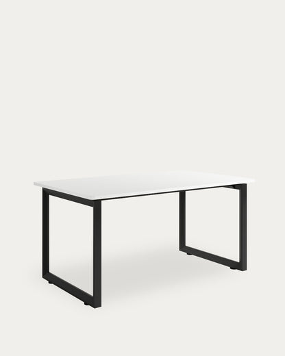 Mesa de comedor Terra - 220 × 90 cm - Sobre Soul Blanco - Estructura metálica negra