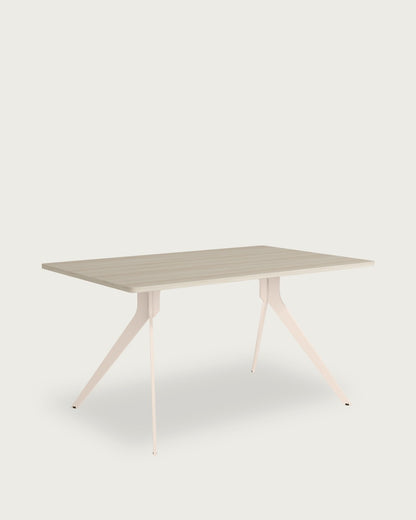 Mesa de comedor Índigo - 180 × 90 cm - Sobre Olmo - Estructura metálica marfil