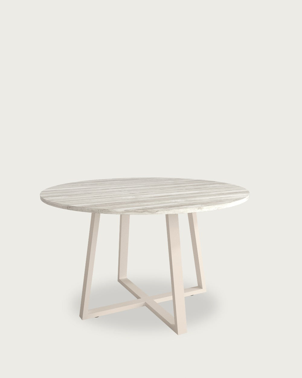 Mesa de comedor Vela - Ø 120 cm - Sobre Artic - Estructura metálica marfil