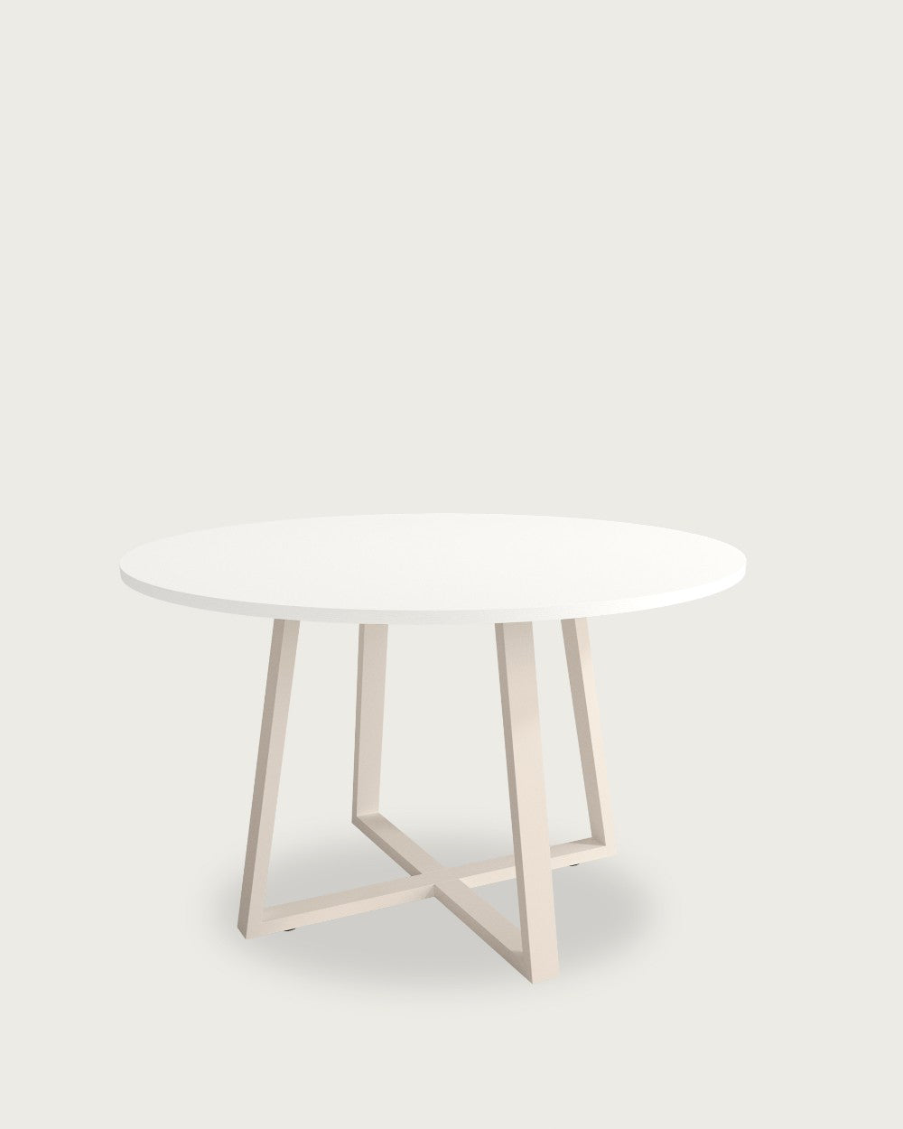 Mesa de comedor Vela - Ø 120 cm - Sobre Blanco Extra - Estructura metálica marfil