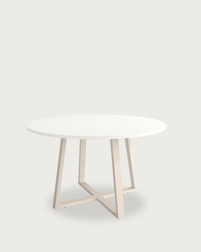 Mesa de comedor Vela - Ø 120 cm - Sobre Blanco Extra - Estructura metálica marfil