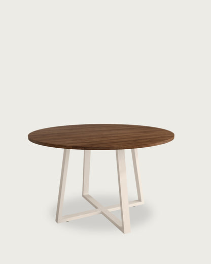 Mesa de comedor Vela - Ø 120 cm - Sobre Java - Estructura metálica marfil