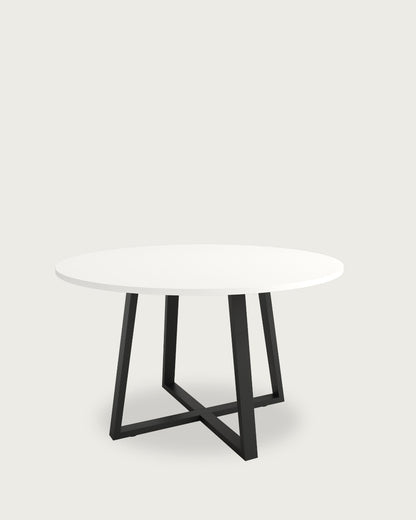 Mesa de comedor Vela - Ø 120 cm - Sobre Blanco Extra - Estructura metálica negra