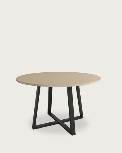 Mesa de comedor Vela - Ø 120 cm - Sobre Perla - Estructura metálica negra