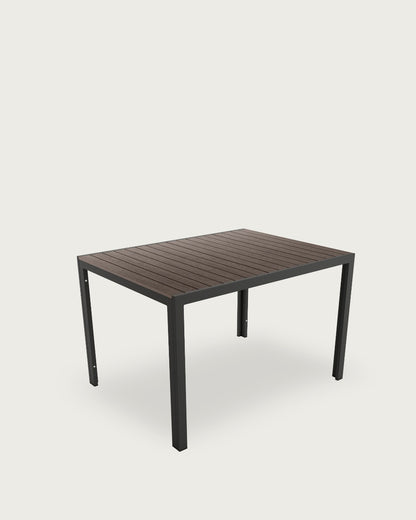 Mesa de exterior Yedra - 90 × 90 cm - Metal Grafito - Lamas WPC Chocolate