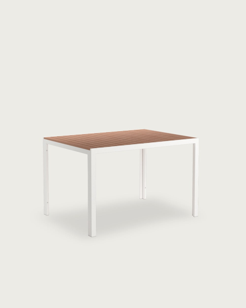 Mesa de exterior Yedra - 120 × 90 cm - Metal Blanco - Lamas WPC Teka