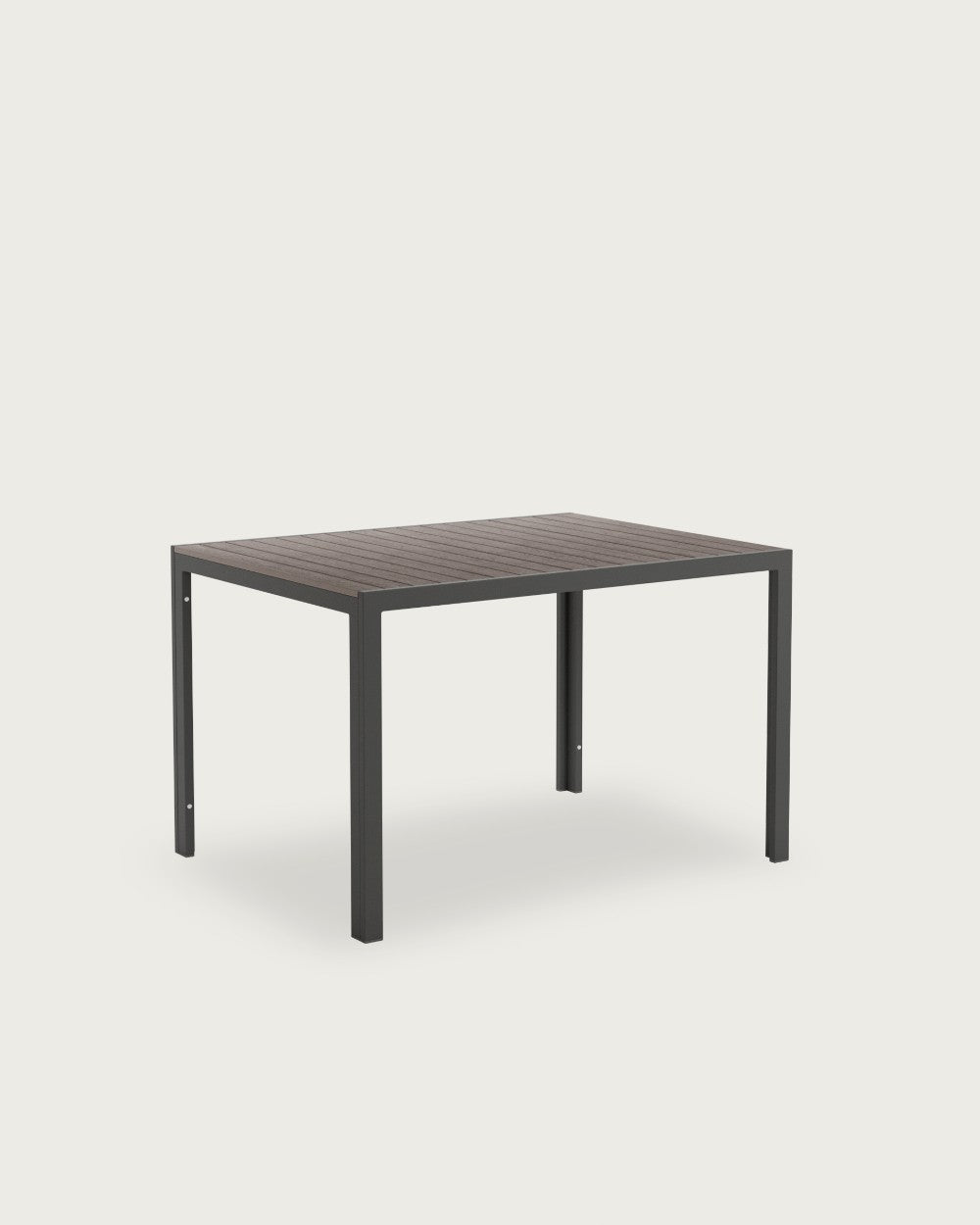 Mesa de exterior Yedra - 120 × 90 cm - Metal Grafito - Lamas WPC Chocolate