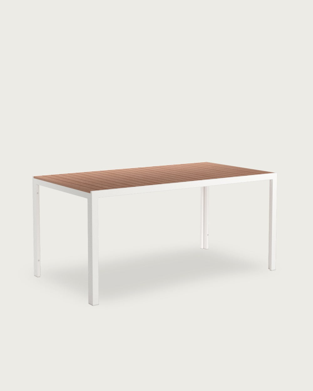 Mesa de exterior Yedra - 160 × 90 cm - Metal Blanco - Lamas WPC Teka