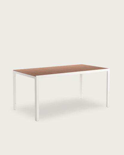 Mesa de exterior Yedra - 160 × 90 cm - Metal Blanco - Lamas WPC Teka