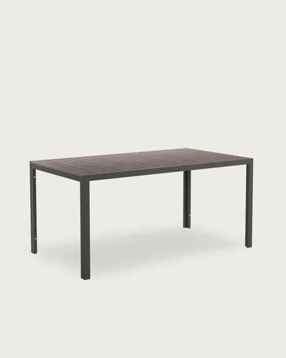 Mesa de exterior Yedra - 160 × 90 cm - Metal Grafito - Lamas WPC Chocolate