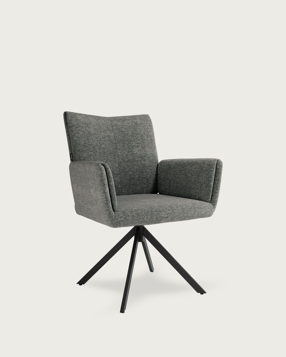 Silla de comedor Ondara giratoria - Gris - Patas metal negras